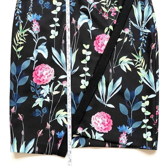 Tommy Hilfiger Sleeveless Dark Floral Sheath Dress Size 4 Party Asymmetric Hem - Picture 11 of 14